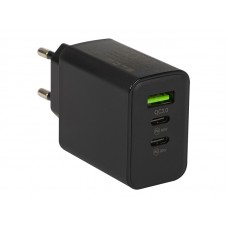 Tinklo įkroviklis 220V 2xUSB C + USB 40W greito krovimo (QC3.0) juodas (black) Blow 